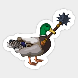 Mallard duck with a mace Sticker